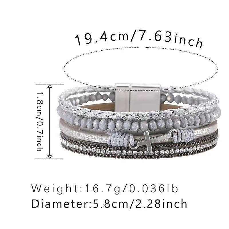 Cute Magnetic Cross Bracelet for Women. Woven Stackable