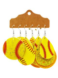 3 Pair Softball Earrings Trendy 