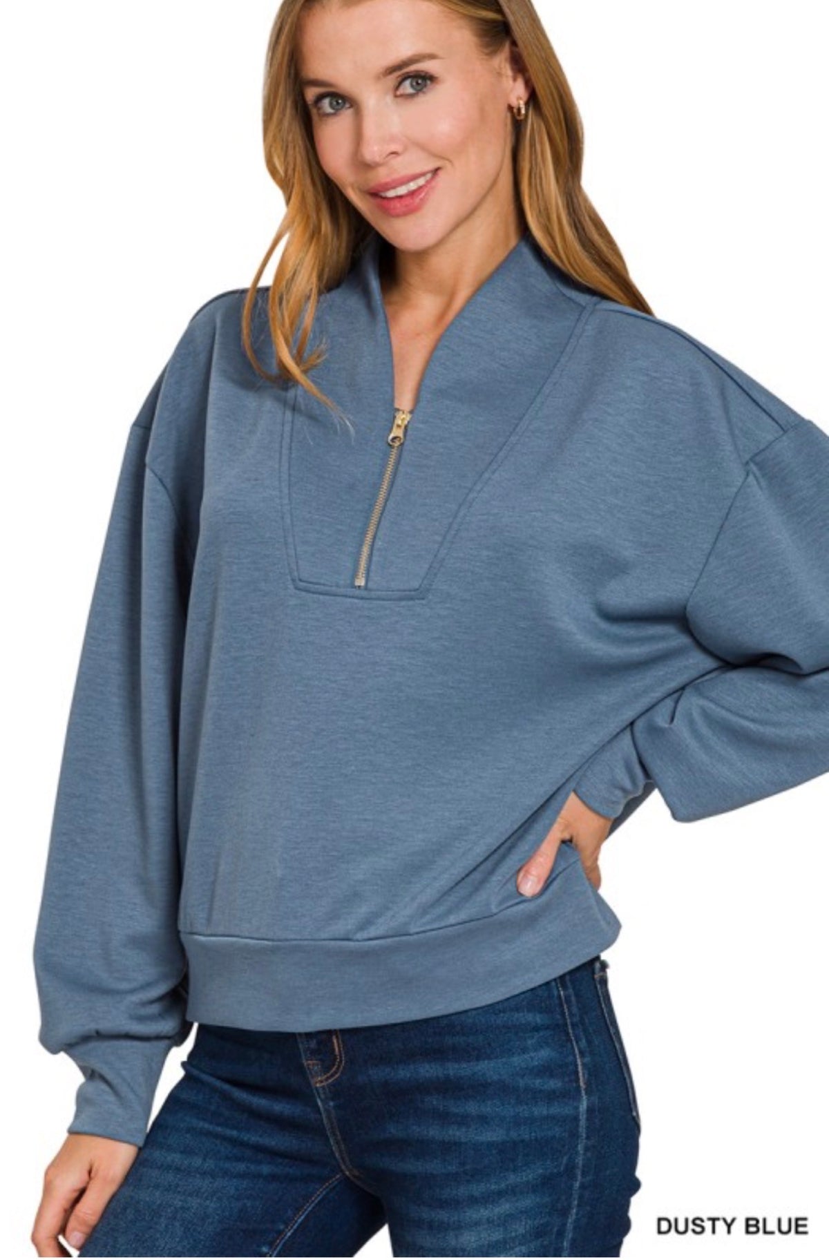 Zenana Scuba Half Zip Pullover
