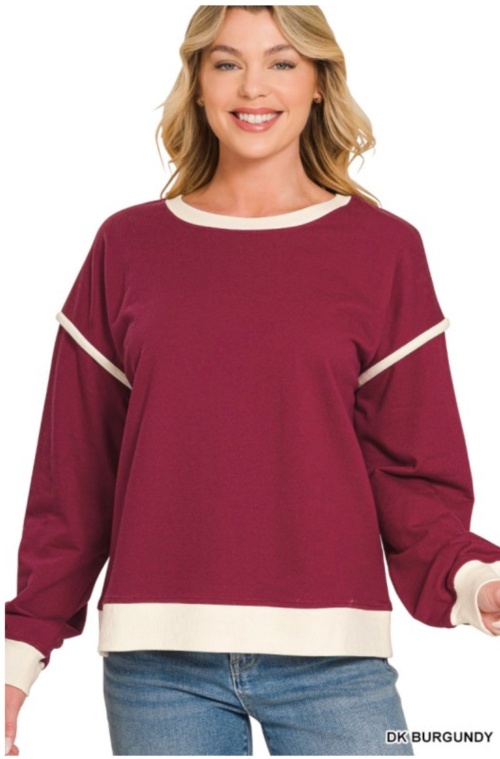 Zenana French Terry Drop Shoulder Pullover