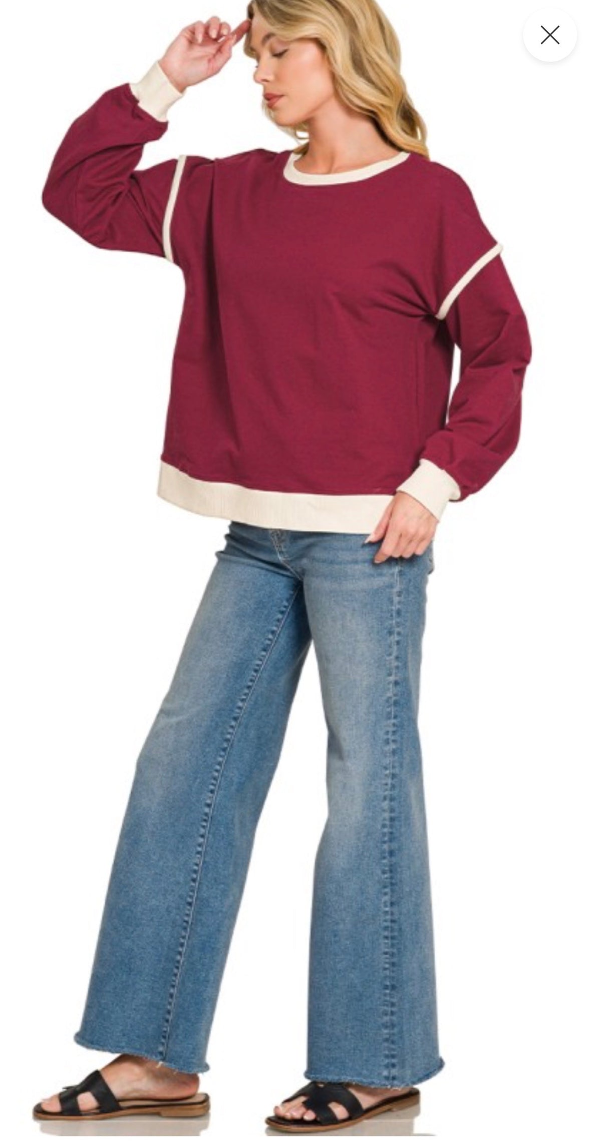 Zenana French Terry Drop Shoulder Pullover