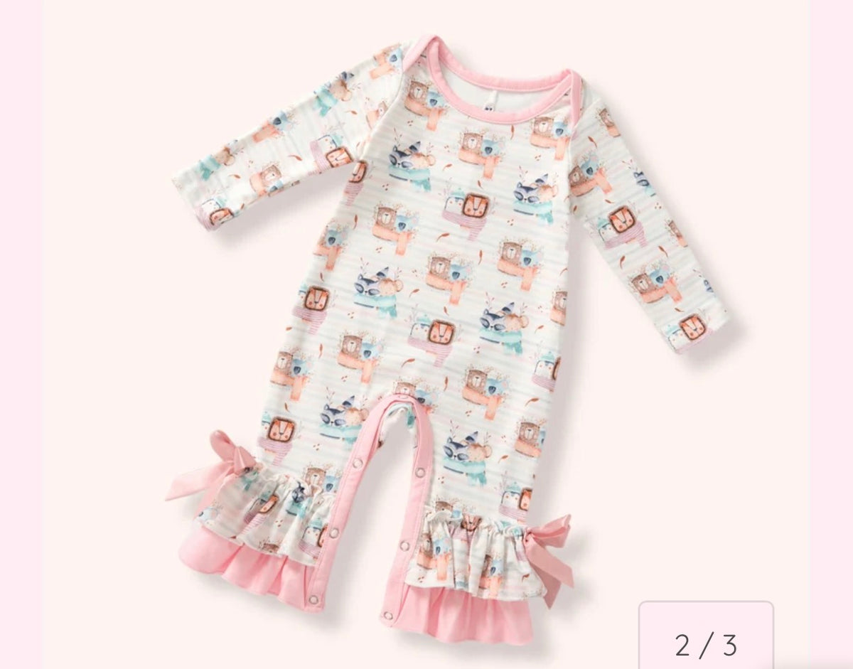 Pete+Lucy Cozy Critters GIRL Romper