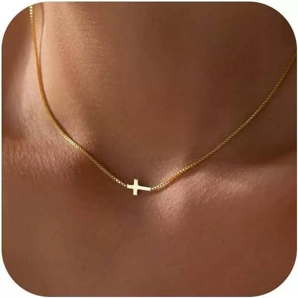 Dainty Cross Necklace - Gold
