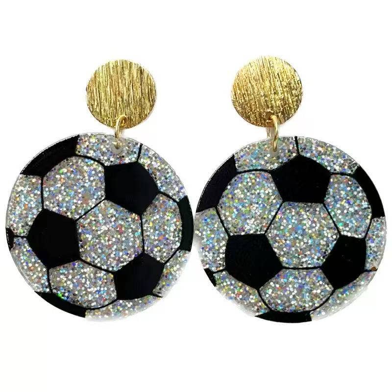 Cute Pair of Lightweight Drop and Dangle Soccer Ball Earring