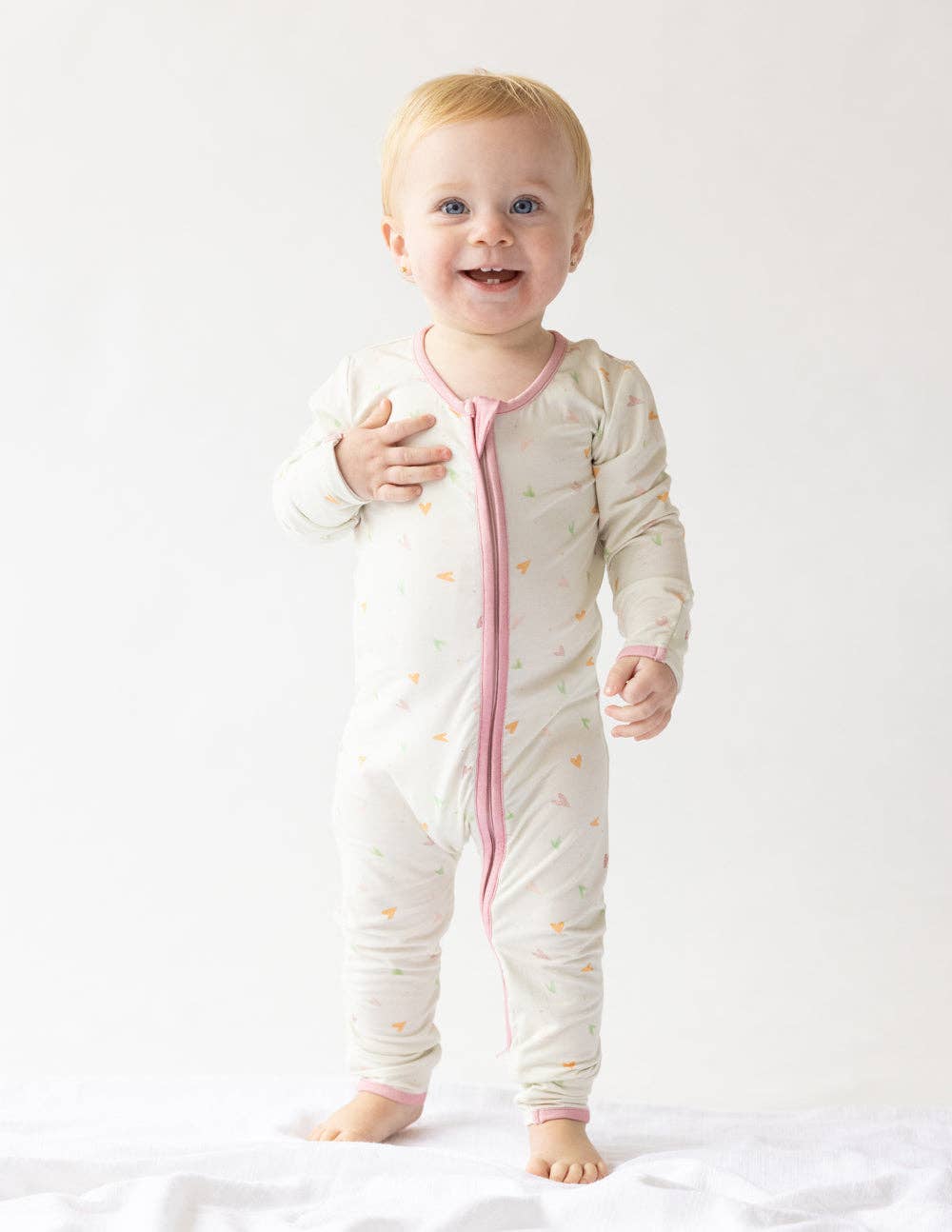 Heart Bamboo Convertible Footed Onesie